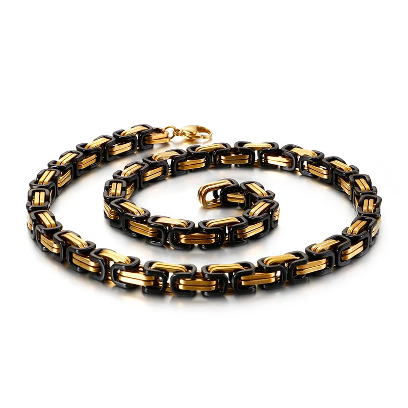 4/5/6/8mm Width Royal Box Chain Necklace For Men Male Stainless Steel Long Necklace Personalise Jewelry Boyfriend Gift