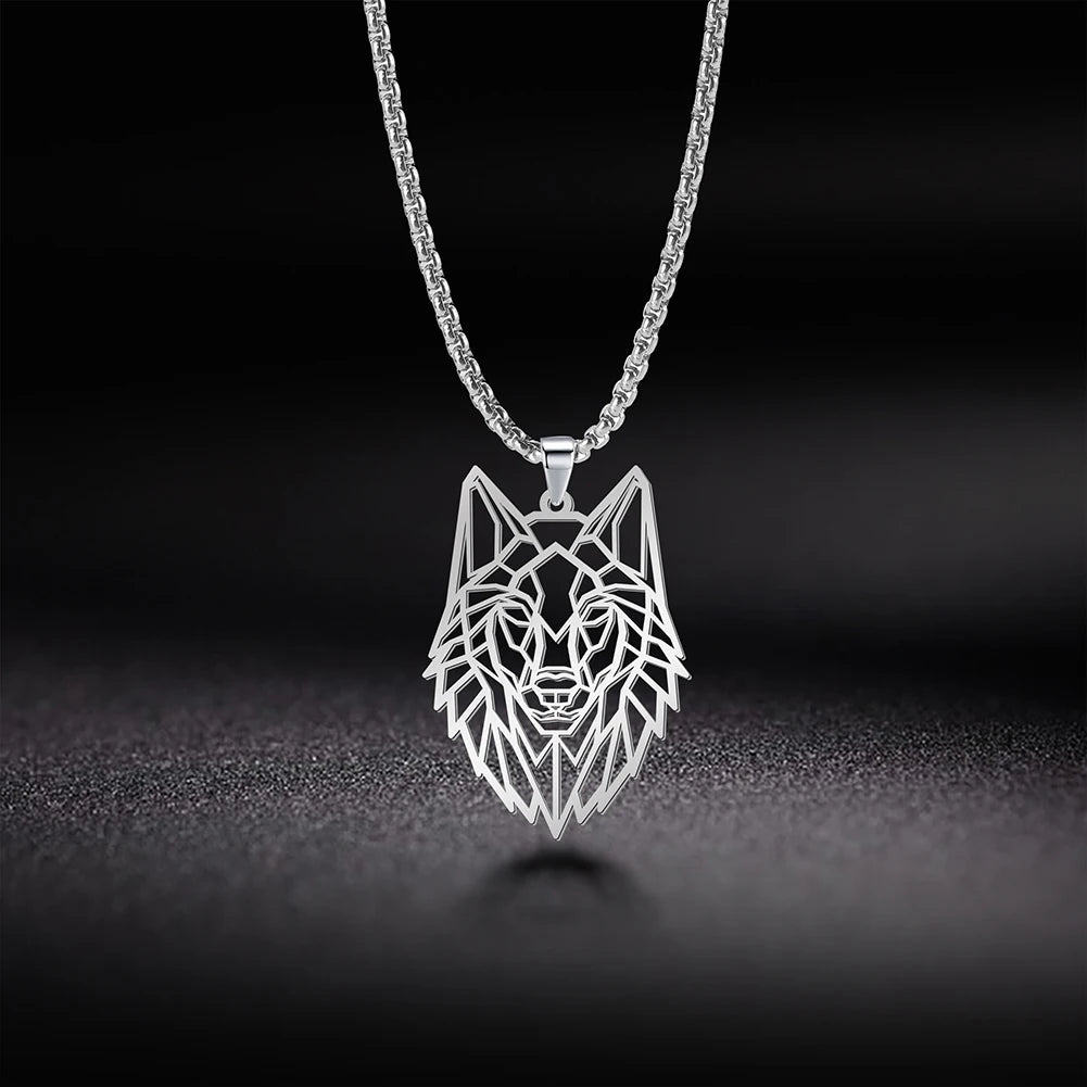 My shape Wolf Necklace for Men Women Stainless Steel Necklaces Men's chain Fashion Animal Male Necklace Punk Jewelry