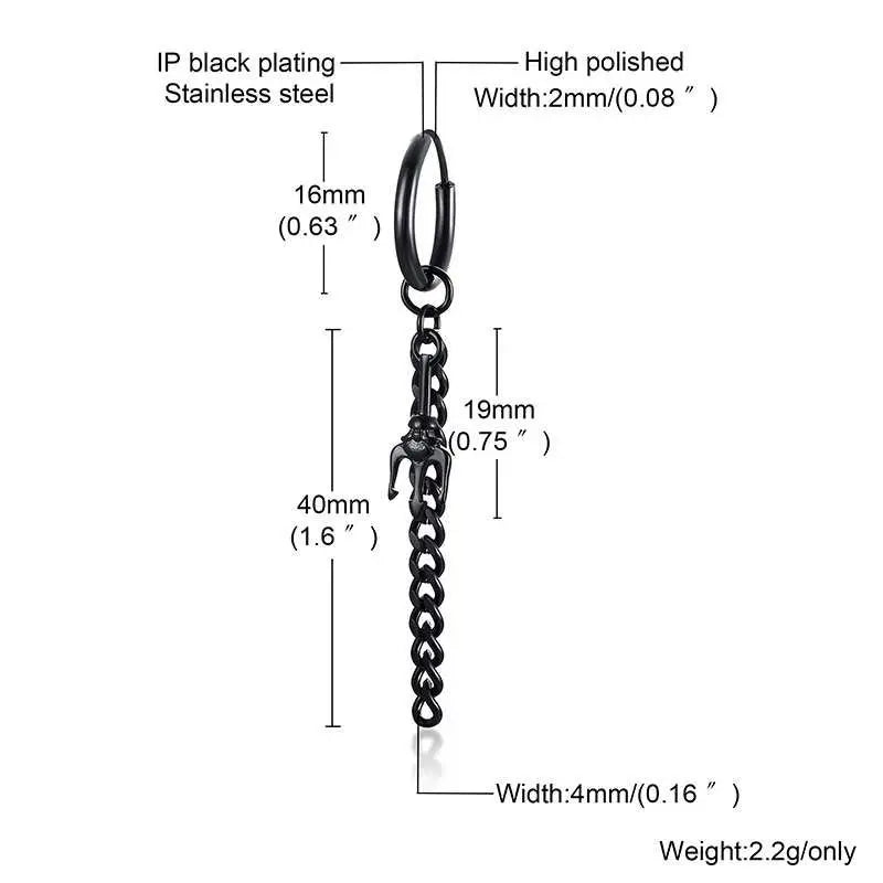 Spike Single Huggie Earrings — Stainless Steel
