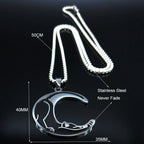 Moon Cat Black Enamel Necklace — Silver