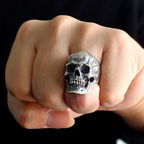BOCAI New Real s925 Pure Silver Jewelry Accessories Handmade Retro Personality Domineering Punk Tough Guy Big Skull Man Ring