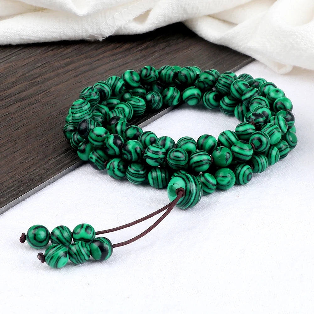 108 Black Lava Onyx Stone Beaded Prayer Bracelet & Necklace For Men Women 6mm Natural Stone Bracelet Charm Jewelry Gift