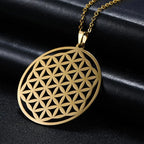 Flower of Life Sacred Geometry Pendant Necklace — Stainless Steel