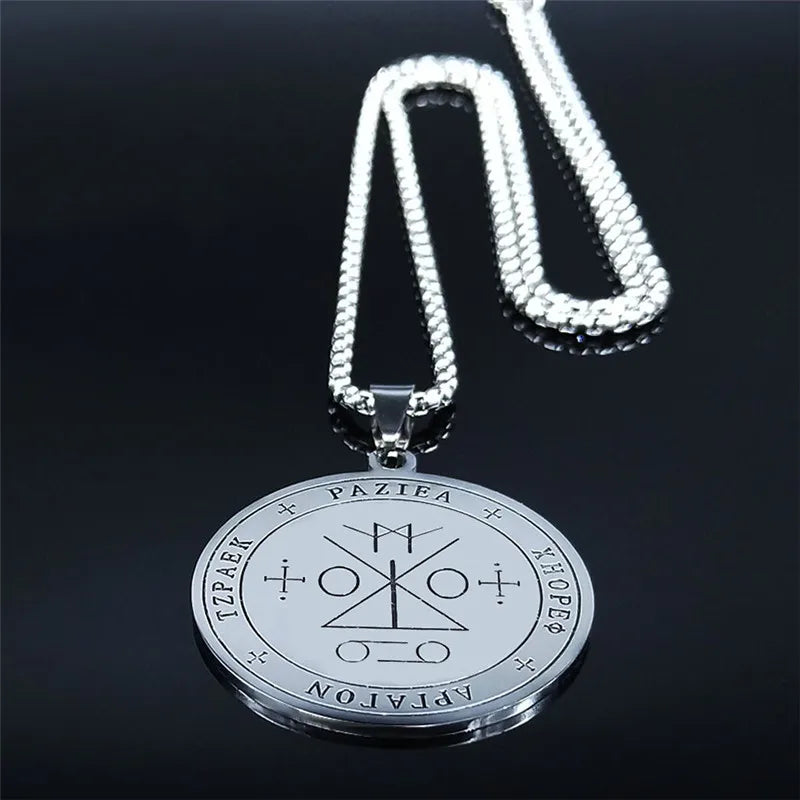 Angel Raziel Silver Pendant Necklace — Stainless Steel