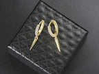 Iced Out Spike Dangle Earrings Stainless Steel