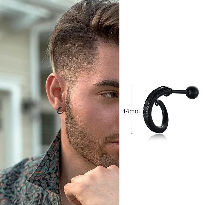 Silver Paperclip Hoop Earrings — Stainless Steel