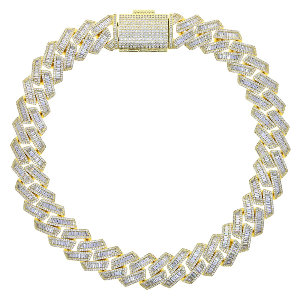 New 19mm Fashion CZ Miami Cuban Chain Heavy Necklace Two Tone Color Iced Out Bling Cubic Zirconia Necklaces Men Hip Hop