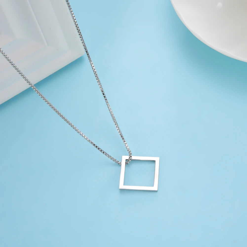 My Shape Punk Triangle Square Stacking Necklaces for Men Stainless Steel Geometric Pendant Necklace Fashion Male Hip Hop Jewelry