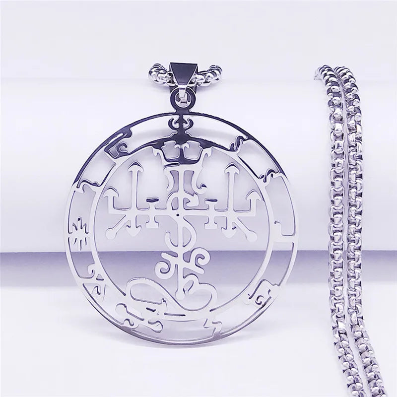 Satan Symbol Silver Pendant Necklace — Stainless Steel