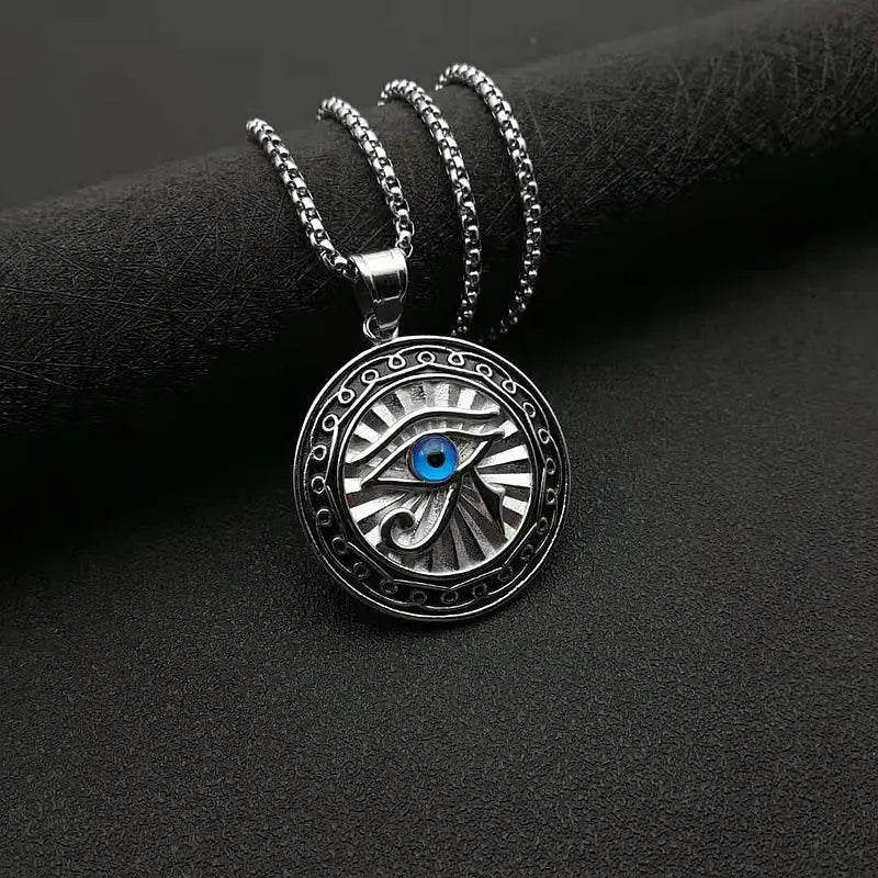 Shining Iced Out Ancient Egyptian God Eye of Horus Cross Pendant Necklace for Men and Women Hip Hop Trendy Amulet