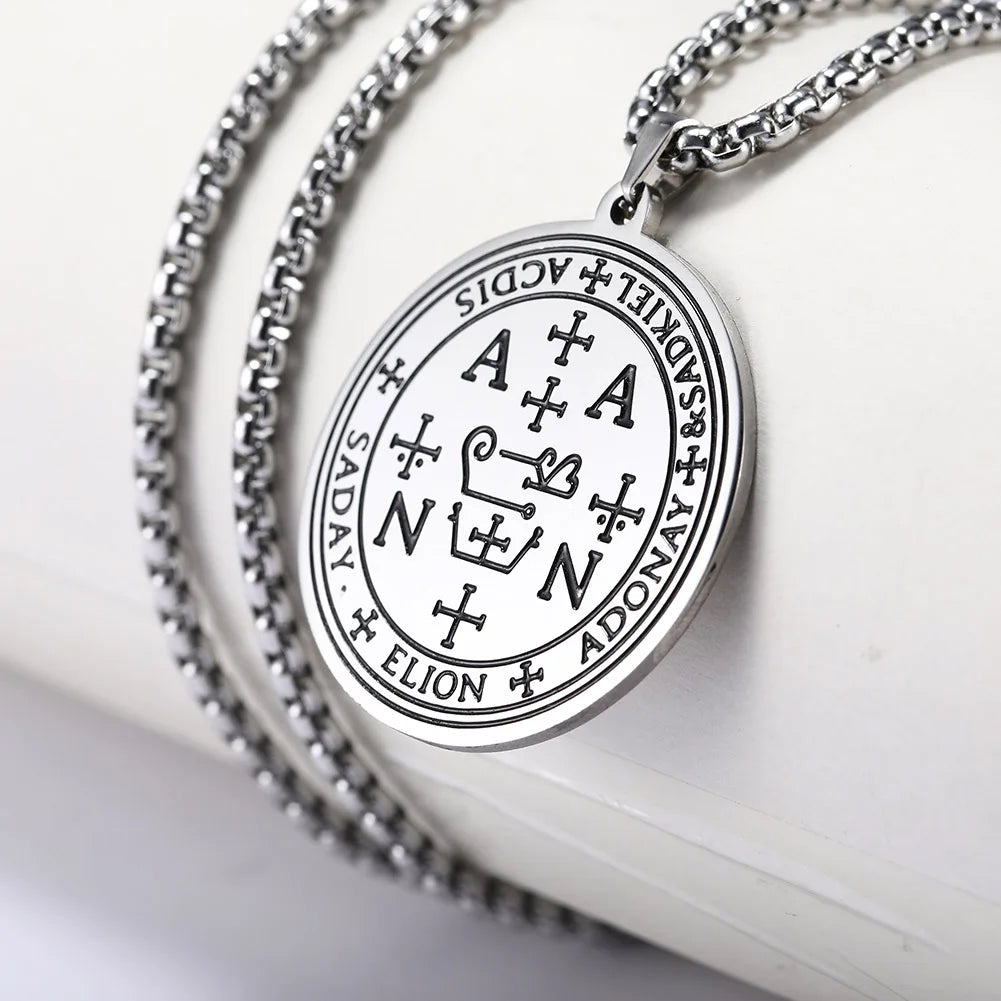 COOLTIME Supernatural Amulet Men Pendant Necklace Stainless Steel Archangel Michael Raphael Uriel Gabrie Angel Talisman