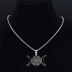 Hekate Wheel Moon Sun Pendant — Stainless
