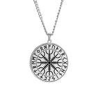 Dawapara Nordic Symbol of Norse Compass In Rune Circle Vegvisir Pendant Necklace Stainless Steel Jewelry Amulet Necklace