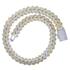 Big Heavy Hip Hop ice Men Boy Jewelry Micro Pave CZ Rose Gold Two Tone Color Rock Punk Ice Out Cuban Chain Necklace 19mm