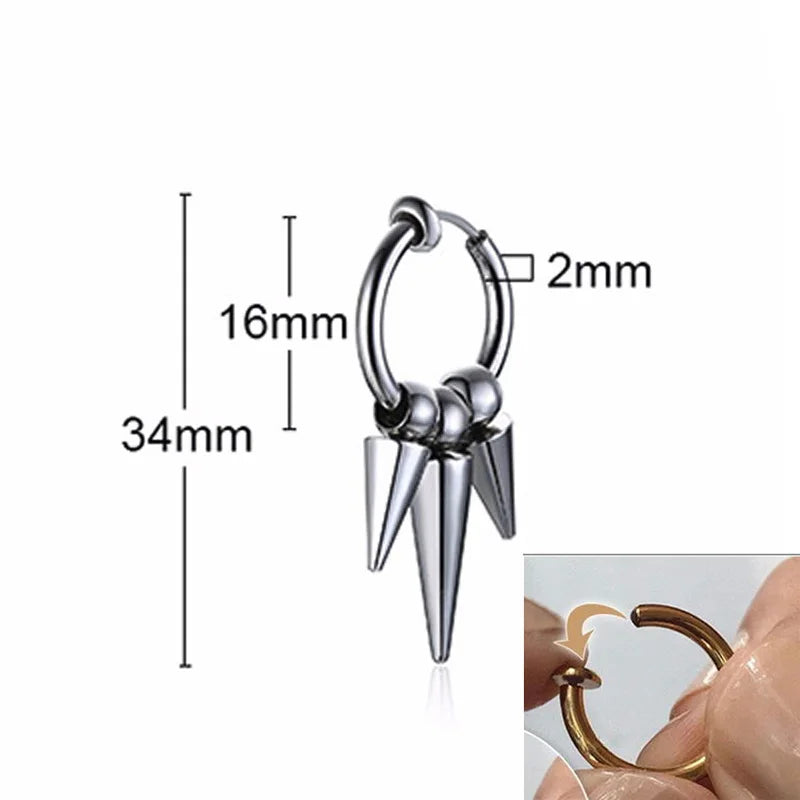Spike Single Huggie Earrings — Stainless Steel