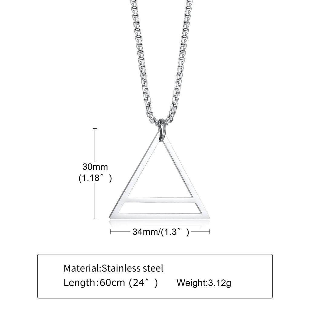 Black Triangle Pendant Necklace — Stainless