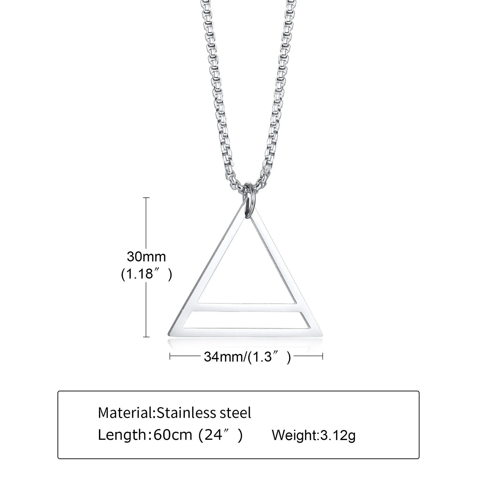 Black Triangle Pendant Necklace — Stainless
