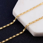 DOTEFFIL 18K Gold 2mm Charm Chain Necklace 16/18/20/22/24/26/28/30 Inch For Women Man Wedding Fashion Jewelry