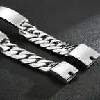 Name Bar ID Bracelet for Men Stainless Steel Cuban Curb Link Chain Customized Logo Engraved Men's Wrist Bracelets