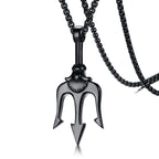Vintage Neptune Poseidon Trident Pendant Stainless Steel Ancient Greece Amulet Necklace Men Jewelry Gift for Sailor