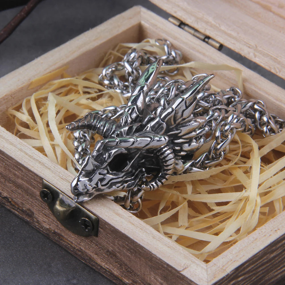 Dragon Skull Stainless Steel Pendant Necklace