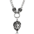 Massive Gothic Lion Head Charm Pendant Necklace For Man Stainless Steel 71CM Long Chain Birthday Jewelry Gifts For