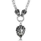 Massive Gothic Lion Head Charm Pendant Necklace For Man Stainless Steel 71CM Long Chain Birthday Jewelry Gifts For