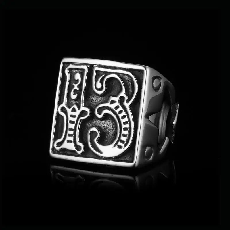 Punk rock Fashion Number Ring Man Style Stainless Steel Rings For women Retro Wedding Custom Jewelry OSR452