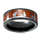 Fashion 8mm Deer Antler Black Titanium Stainles Steel Rings For Men Women Forest Elk Antler Ring Wedding Ring Men Wedding Band