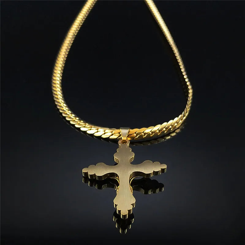 Cross Jesus Gold Pendant Small Acier Inoxydable