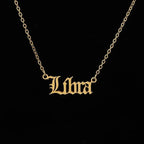 New Constellation Zodiac Necklaces Jewelry for Women Antique Style Designed Letter Taurus Aries Pendant Necklaces Gift Collier