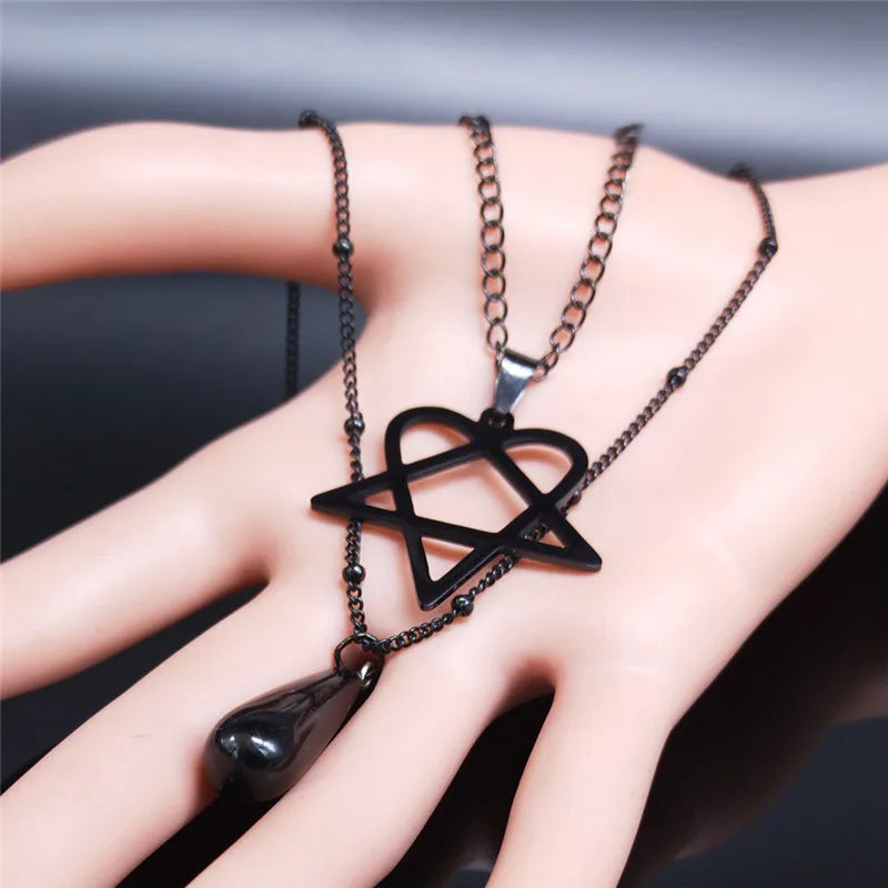 Gothic Layered Black Chain Necklace — Stainless Steel