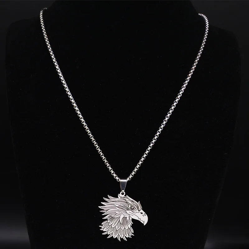 Eagle Head Pendant Necklace — Silver