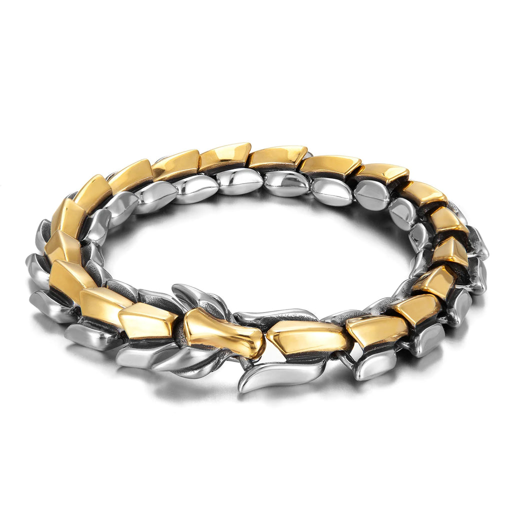 Punk Rock Viking Cuban Curb Bracelet Wrist Men Retro Hiphop Stainless Steel Charm Chain Male Dragon Bracelets Bangle