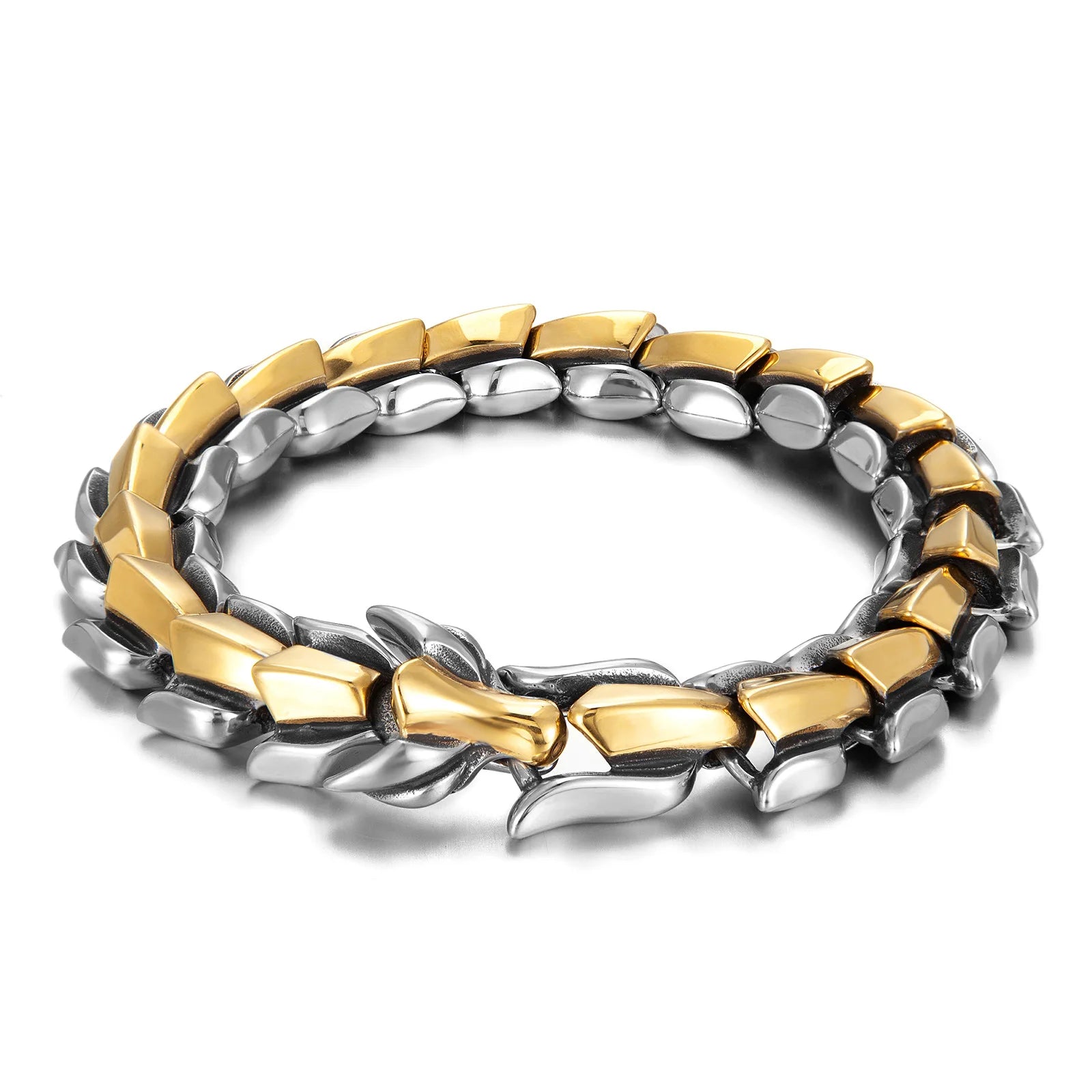 Punk Rock Viking Cuban Curb Bracelet Wrist Men Retro Hiphop Stainless Steel Charm Chain Male Dragon Bracelets Bangle
