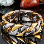 Polished Stainless Steel On Hand Accessories 20MM Wide Iron Men's Bracelet for Man Waterproof Gold Color Men‘s Jewelry