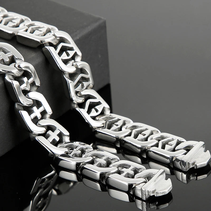 Polished Stainless Steel Hand Bands Bracelet for Men Mannen Armband Men's Cross Jewellery Accessories Chain Bracelets