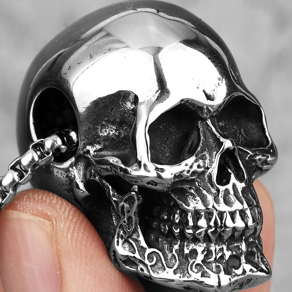 Gothic Reality Skull Stainless Steel Men Necklaces Pendants Chain Punk for Boyfriend Male Jewelry Creativity Gift
