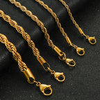 Gold Twisted Rope Chain Choker Necklace 6mm — Stainless Steel