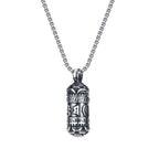 Six-Character Mantra Cylinder Pendant Necklace — Stainless Steel