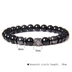 Black Beaded Round Metal Ball Bracelet for Men — Two-Tone