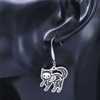 Skull Cat Silver Earrings Gothic Dangle Small