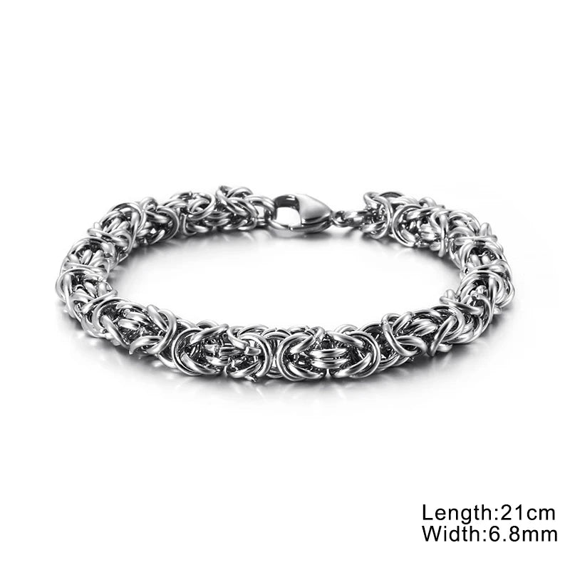 Fongten Stainless Steel Chain Bracelet for Men Handmade Mesh Charm Armband Bracelets Bangle Male Jewelry Christmas Gifts