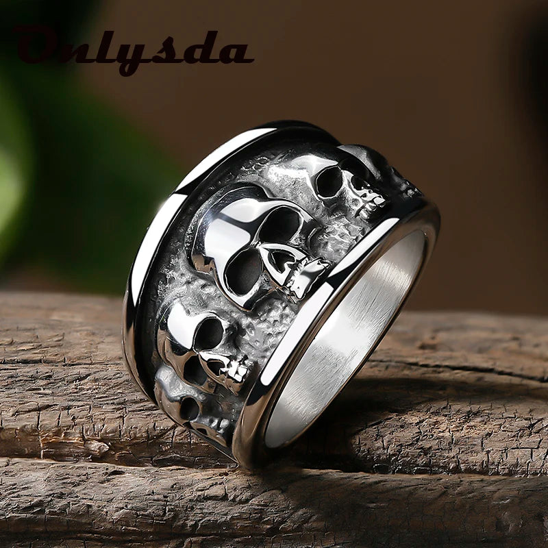 Free shipping Style Stainless Steel Gothic Accessories Lost Skull Ring Anel Masculino Punk Jewelry Boyfriend Gift OSR731