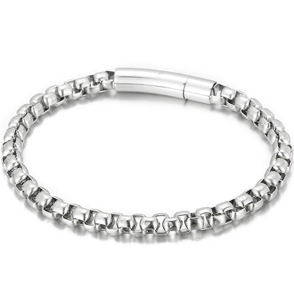 6MM Chain Men's Bracelet Man Gold Color Stainless Steel Boys Bracelets On Hand Engraveable Mannen Armband Jewellery