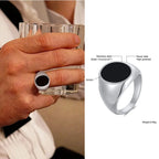 Black Oval Signet Ring — Stainless Steel