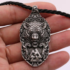 Wolf Head Triskelion Pendant Necklace — Zinc Alloy