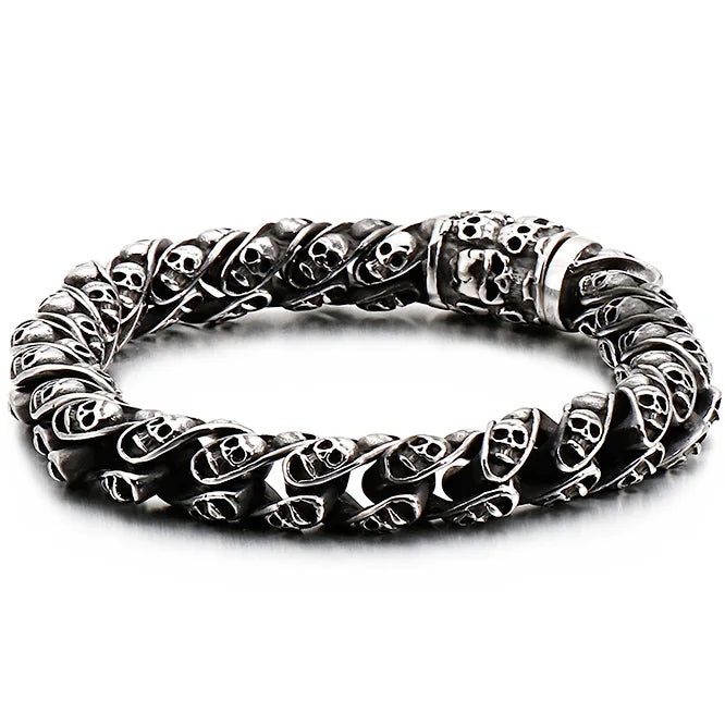 Gothic Skull Head Links Chain Bracelet For Man 316L Stainless Steel Skeleton Charm Men's Bracelets 7.87" 9" Male Bike