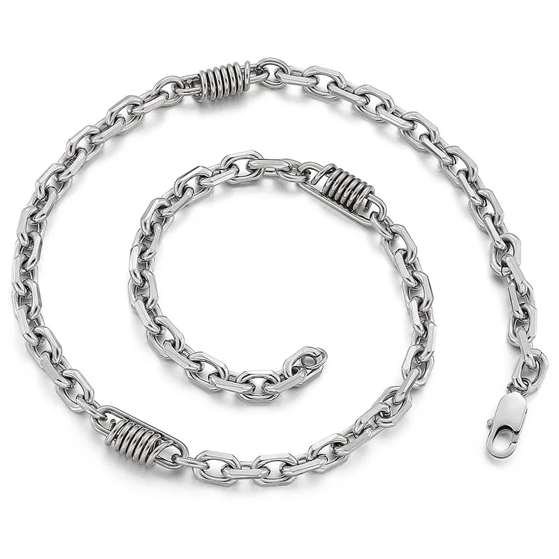 Vintage 7MM 55CM Chain Necklace Choker for Men Solid Stainless Steel Men's Chain Necklaces Best Friends Birthday