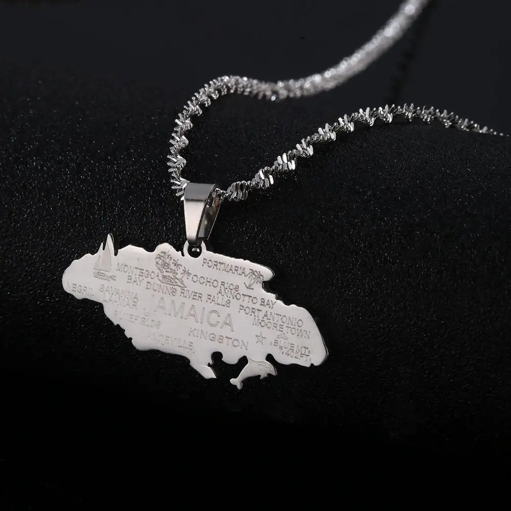 Jamaica Map Pendant Necklace — Gold